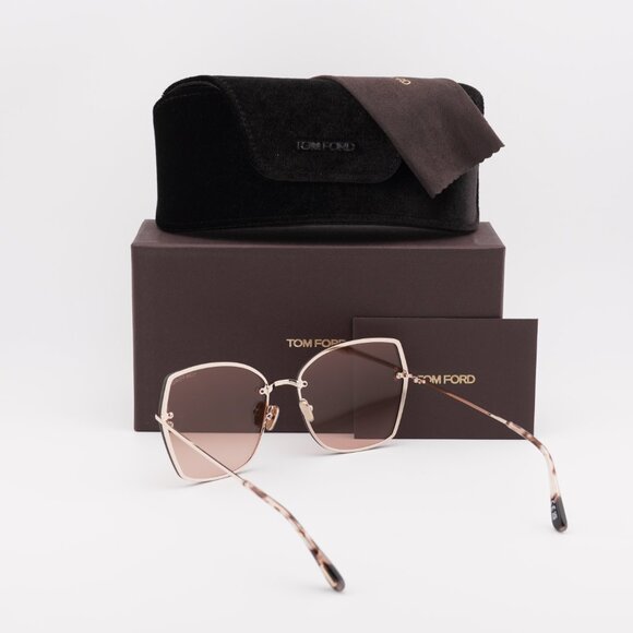Tom Ford Nickie-02 FT1107 28U Sunglasses Gold Butterfly Frame, Bordeaux Lenses main image 9